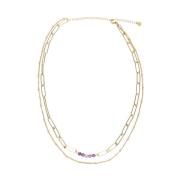 Dames Sieraden Ketting Dubbel Chain Notre-v , Purple , Dames