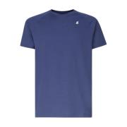 Blauw Katoenen T-shirt met Ronde Kraag K-Way , Blue , Heren