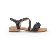 Zwarte Leren Platte Sandalen Gabor , Black , Dames