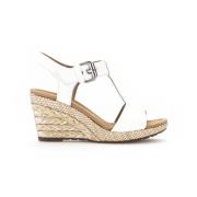 Witte Leren Sleehak Sandalen Gabor , White , Dames