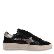 Zwarte Leren Sneaker Ama Brand , Black , Dames