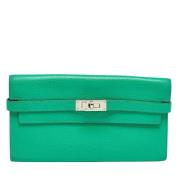 Pre-owned Leather wallets Hermès Vintage , Green , Dames