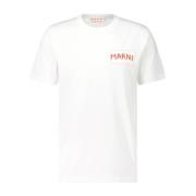 Logo Print Katoenen T-Shirt Marni , White , Heren