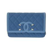 Pre-owned Leather shoulder-bags Chanel Vintage , Blue , Dames