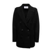 Zwarte Peacoat met Contrasterende Kleur Knopen Harris Wharf London , B...