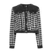 Blauwe Denim Houndstooth Jas Liu Jo , Black , Dames