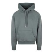 Hart Hoodie Fw24 Boxy Fit Borduurwerk Ami Paris , Gray , Heren