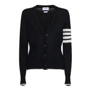 Zwarte Cardigan Sweater met Strepen Thom Browne , Black , Dames