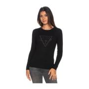 Ronde Hals T-shirt Guess , Black , Dames