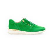 Groene Velvet Leren Sneakers Gabor , Green , Dames