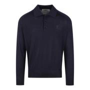 Tonal Hart Geborduurde Wol Polo Ami Paris , Blue , Heren