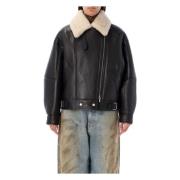 Luxe Shearling Jas Donkerbruin Beige Acne Studios , Brown , Dames