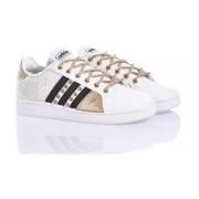 Handgemaakte Wit Champagne Goud Sneakers Adidas , White , Dames