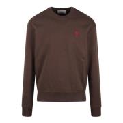 Hart Geborduurde Sweatshirt Ami Paris , Brown , Heren