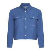 Blauwe Wol Korte Overhemd Marni , Blue , Dames