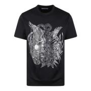 Rhinestone Tattoo T-Shirt Philipp Plein , Black , Heren