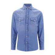 Denim Shirts Brunello Cucinelli , Blue , Heren