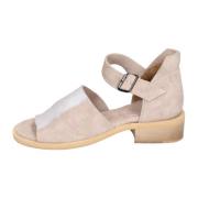 Vintage Suède Dames Sandalen Moma , Beige , Dames