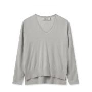 V-Neck Knit Strik 158970 Micro Chip MOS Mosh , Gray , Dames