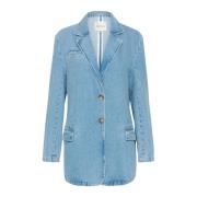 Denim Blazer Jas Medium Blue Wash My Essential Wardrobe , Blue , Dames