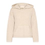 Gebreide Hoodie Ancient Scroll Stijl Cream , Beige , Dames