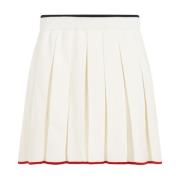 Witte Geplooide Rok met Strepen Thom Browne , White , Dames