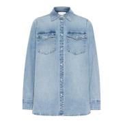 Lichtblauwe Retro Wash Denim Shirt My Essential Wardrobe , Blue , Dame...