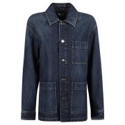 Indigo Denim Classic Collar Jacket Bottega Veneta , Blue , Dames