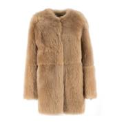 Shearling Kraagloze Schapenvacht Jas Fabiana Filippi , Brown , Dames