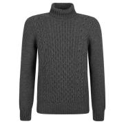 Antraciet Sweater Dolcevita Aran Tubico Drumohr , Gray , Heren