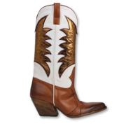 Bruine Cowboy Boots met Witte Details Elena Iachi , Brown , Dames