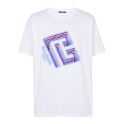 Neon logo T-shirt Balmain , White , Heren