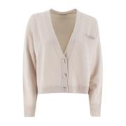 Zachte Lijn Cardigan met Zijzak Peserico , Beige , Dames