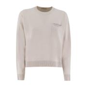 Klassieke Jumper met Voorzak Peserico , Beige , Dames