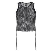 Zwart Katoenen Top met Netpatroon Andrea Ya’aqov , Black , Dames