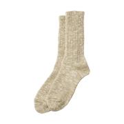 Beige Slub Crew Socks RoToTo , Beige , Heren