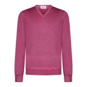 Fuchsia Wol Crew-Neck Jumper D4.0 , Pink , Heren