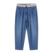 Blauwe Denim Jeans met Gestreepte Riem Motivi , Blue , Dames