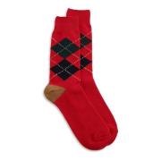 Argyle Crew Socks Red/Cinnamon RoToTo , Red , Unisex