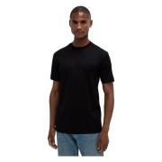 Zwarte Glanzende T-shirt met Ronde Hals Valenza , Black , Heren