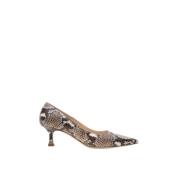 Slangenprint Leren Pump Schoen Parallele , Multicolor , Dames