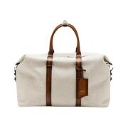 Canvas Weekendtas met Handgeschilderde Leren Accenten Biagini , Brown ...