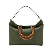 Bamboe Leren Tas Biagini , Green , Dames