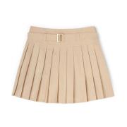 Korte Geplooide Rok met Riem Motivi , Beige , Dames