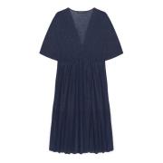 Lurex Jersey Plooi Jurk Fiorella Rubino , Blue , Dames