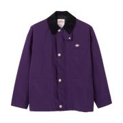 Paarse Coverall Jas met Fluweel Kraag Danton , Purple , Heren