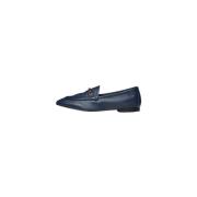 Blauwe leren mocassins met gespdetail Poche Paris , Blue , Dames