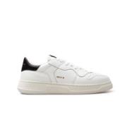 Klassieke witte leren sneakers met zwarte inzetstukken RUN OF , White ...