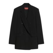 Oversized Double-Breasted Blazer Zwart Max Mara Studio , Black , Dames