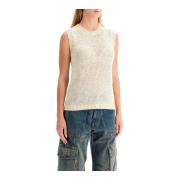 Gebreid Vest met Pailletten Golden Goose , Beige , Dames